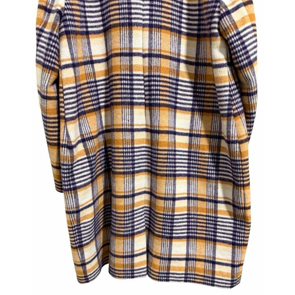 Garnet Hill Plaid Wool Coat‎ Purple/Tan Women's Size XL - Picture 6 of 12